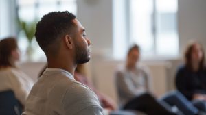 a man participating in group therapy