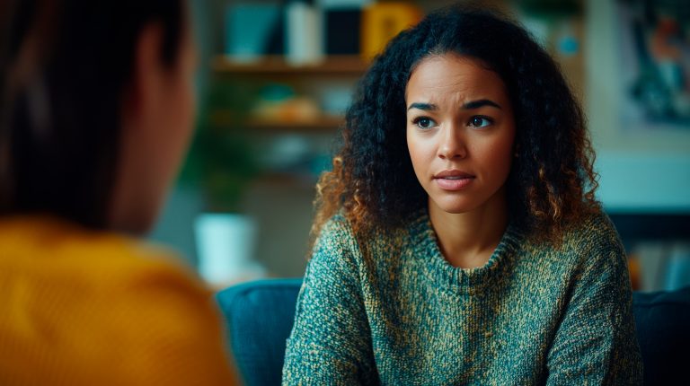 therapist and client talking