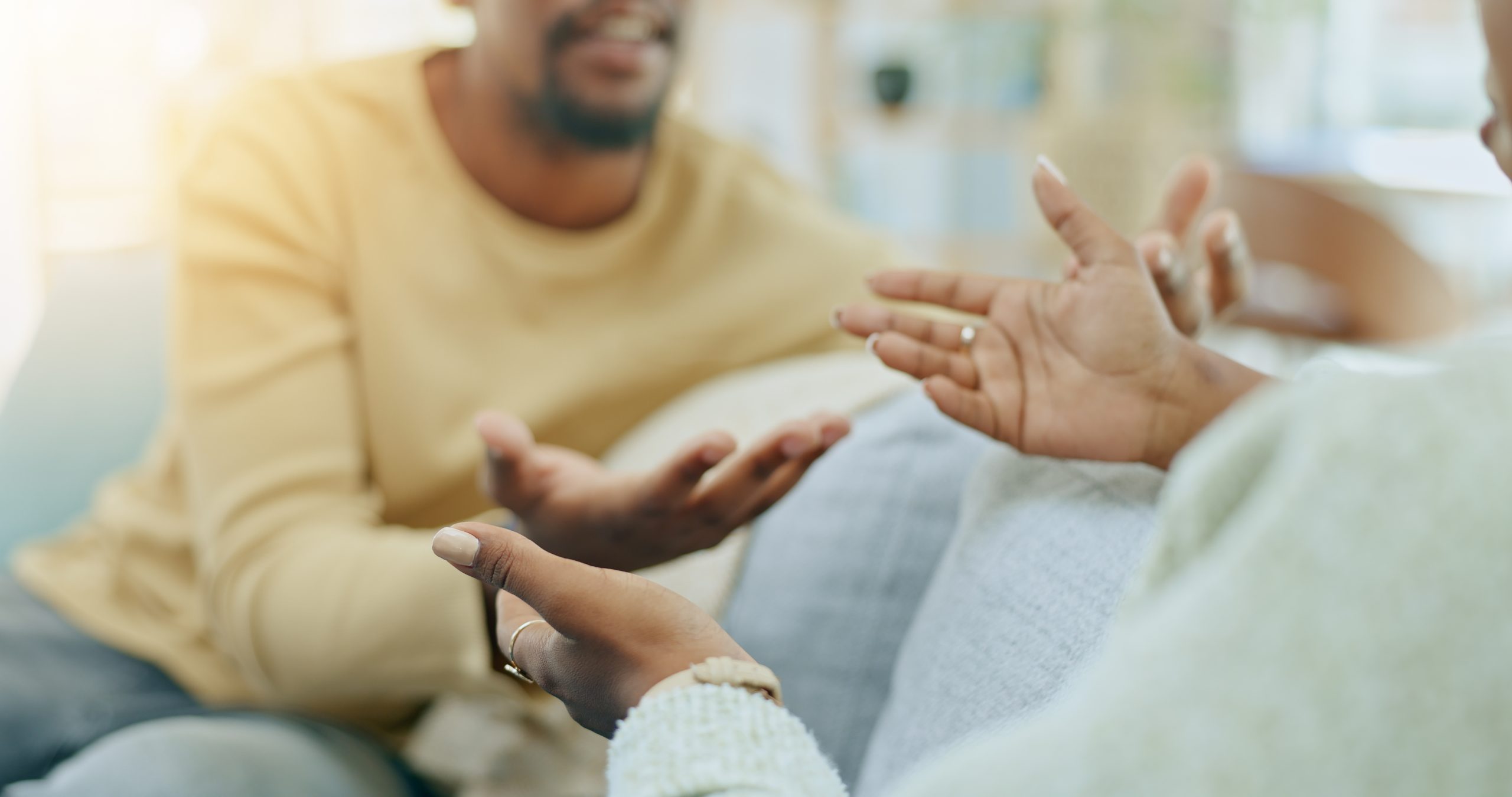 two people talking